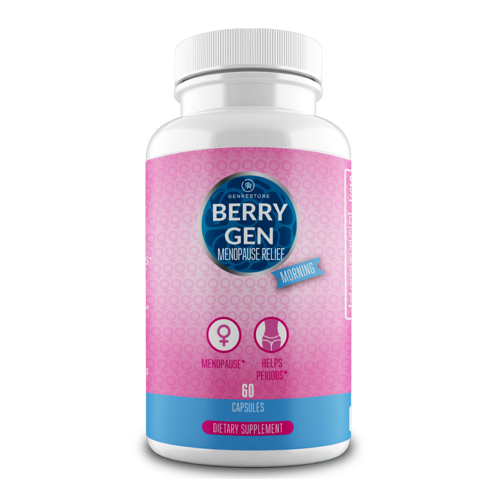 Berry Gen Menopause Morning is a natural supplement designed to reduce daytime symptoms of menopause.