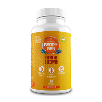 Improve the health of your joints, muscles, and bones with our natural anti inflammatory supplements. Elevate your wellness game with Berry Gen's tumeric capsules! 