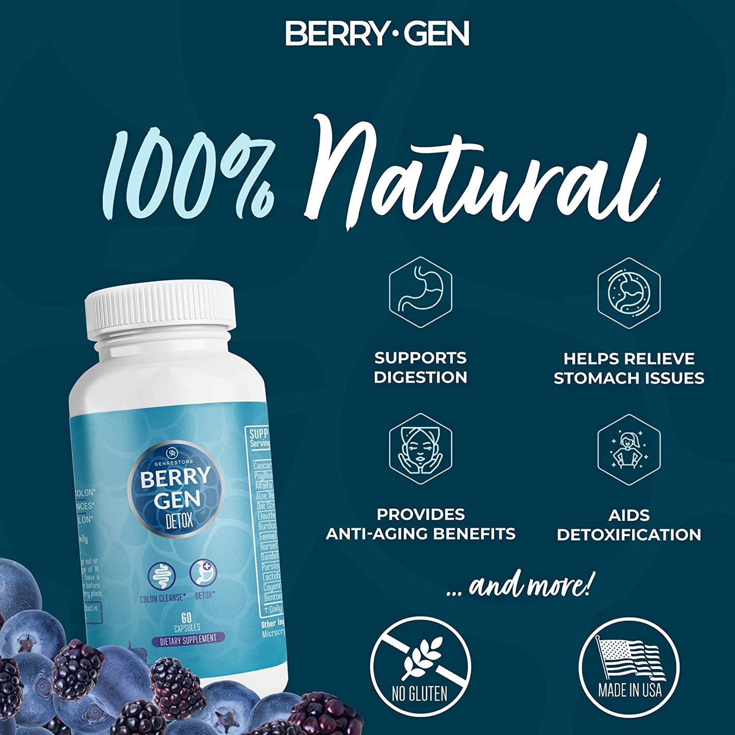  Our natural detox capsules are formulated with premium ingredients to support digestive health and detoxification. Incorporate these gut health supplements into your routine for a rejuvenating cleanse. Try BerryGen's Detox Capsules today!